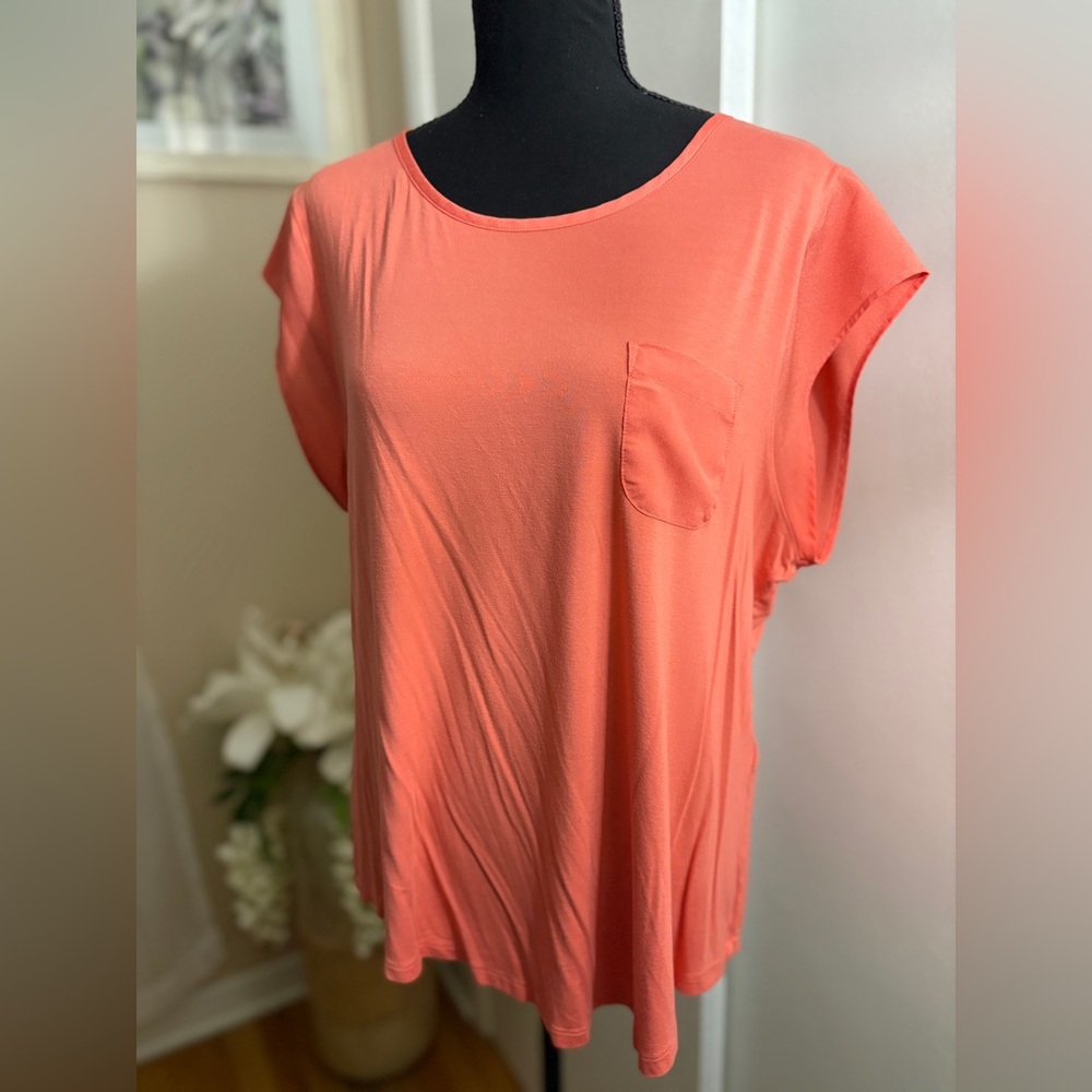 Coral Floral Button Front Top Mixed Fabric Long Sleeve Elegant Casual Shirt